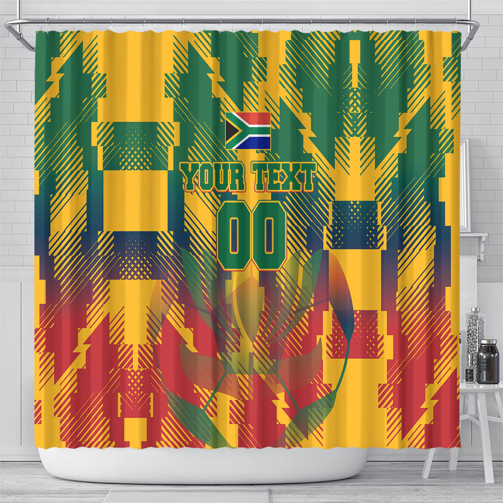Personalized South Africa Football Shower Curtain South African Flag Inspiration - Soccer Graphic Bold Color Blocks