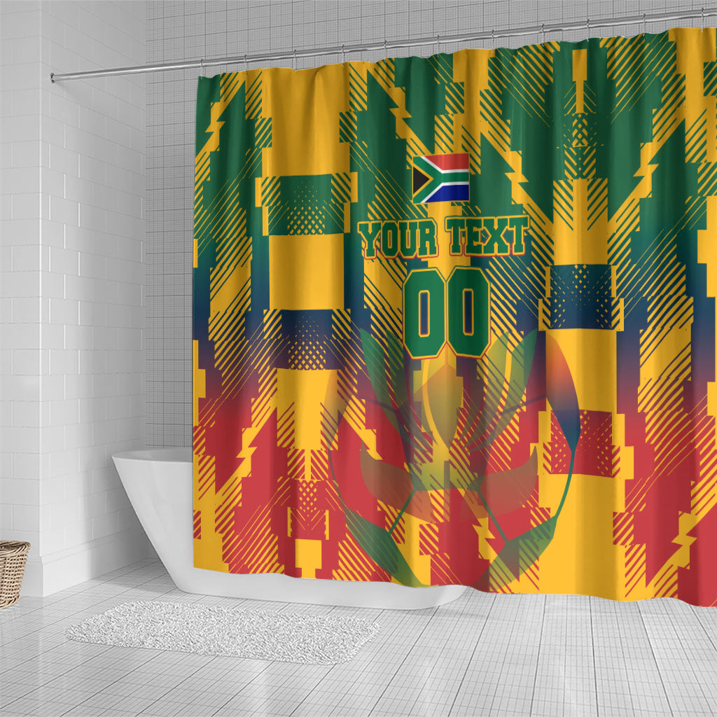 Personalized South Africa Football Shower Curtain South African Flag Inspiration - Soccer Graphic Bold Color Blocks
