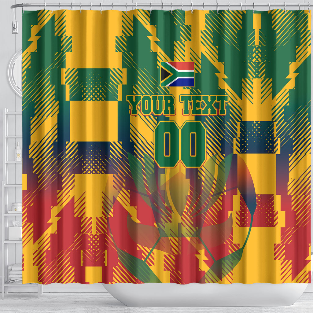 Personalized South Africa Football Shower Curtain South African Flag Inspiration - Soccer Graphic Bold Color Blocks