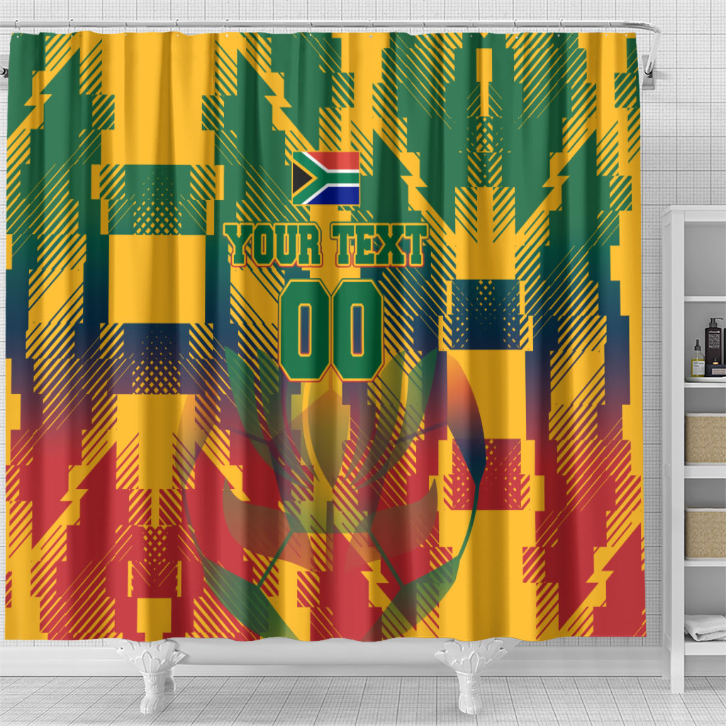 Personalized South Africa Football Shower Curtain South African Flag Inspiration - Soccer Graphic Bold Color Blocks