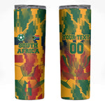 Personalized South Africa Football Skinny Tumbler South African Flag Inspiration - Soccer Graphic Bold Color Blocks