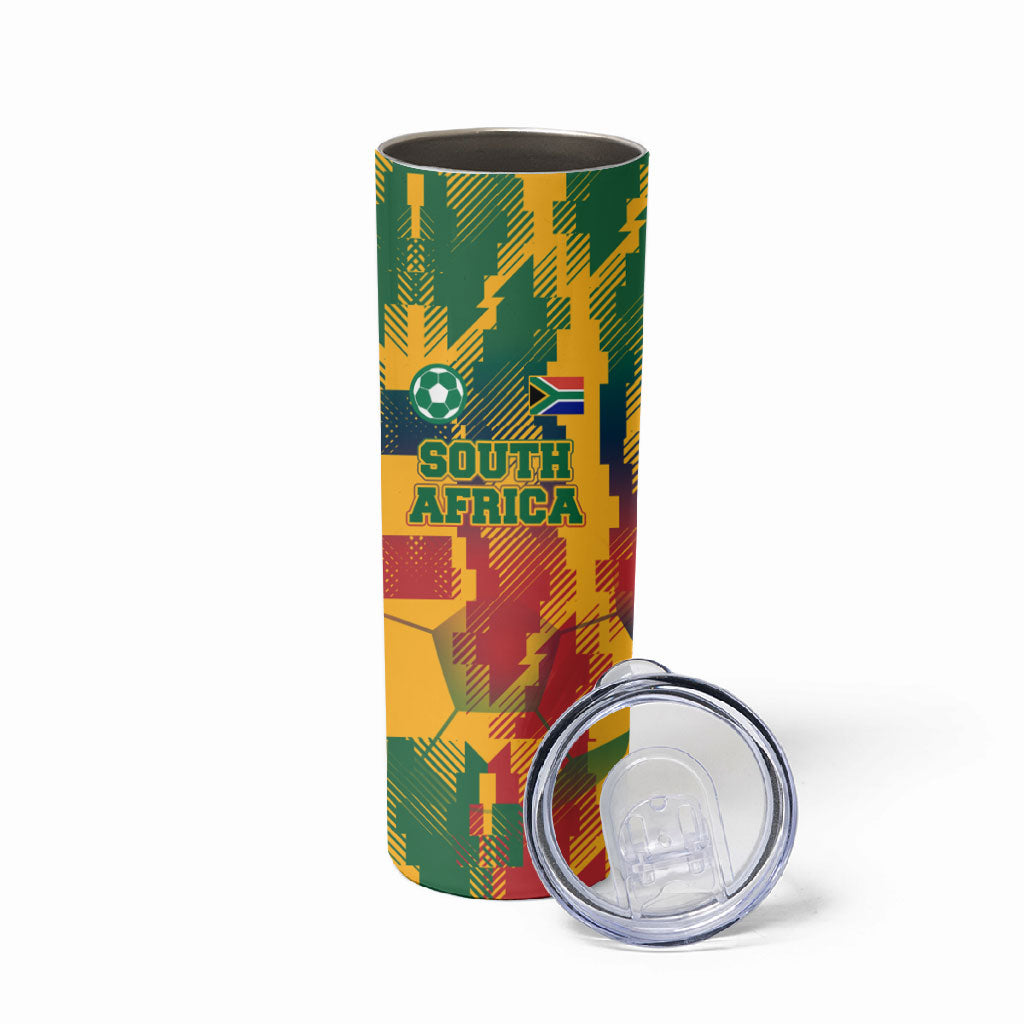 Personalized South Africa Football Skinny Tumbler South African Flag Inspiration - Soccer Graphic Bold Color Blocks