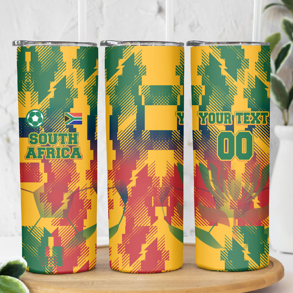 Personalized South Africa Football Skinny Tumbler South African Flag Inspiration - Soccer Graphic Bold Color Blocks