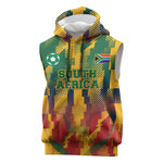 Personalized South Africa Football Sleeveless Hoodie South African Flag Inspiration - Soccer Graphic Bold Color Blocks