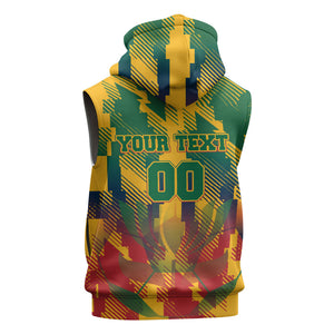 Personalized South Africa Football Sleeveless Zip Hoodie South African Flag Inspiration - Soccer Graphic Bold Color Blocks