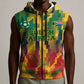 Personalized South Africa Football Sleeveless Zip Hoodie South African Flag Inspiration - Soccer Graphic Bold Color Blocks