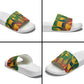 Personalized South Africa Football Slide Sandals South African Flag Inspiration - Soccer Graphic Bold Color Blocks