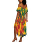 Personalized South Africa Football Summer Maxi Dress South African Flag Inspiration - Soccer Graphic Bold Color Blocks