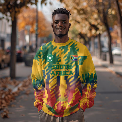 Personalized South Africa Football Sweatshirt South African Flag Inspiration - Soccer Graphic Bold Color Blocks