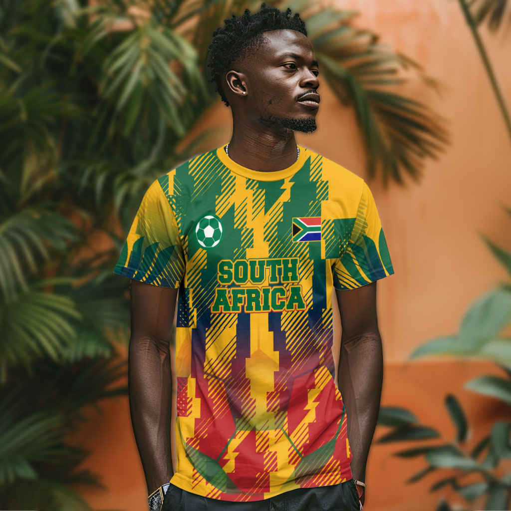 Personalized South Africa Football T shirt South African Flag Inspiration - Soccer Graphic Bold Color Blocks