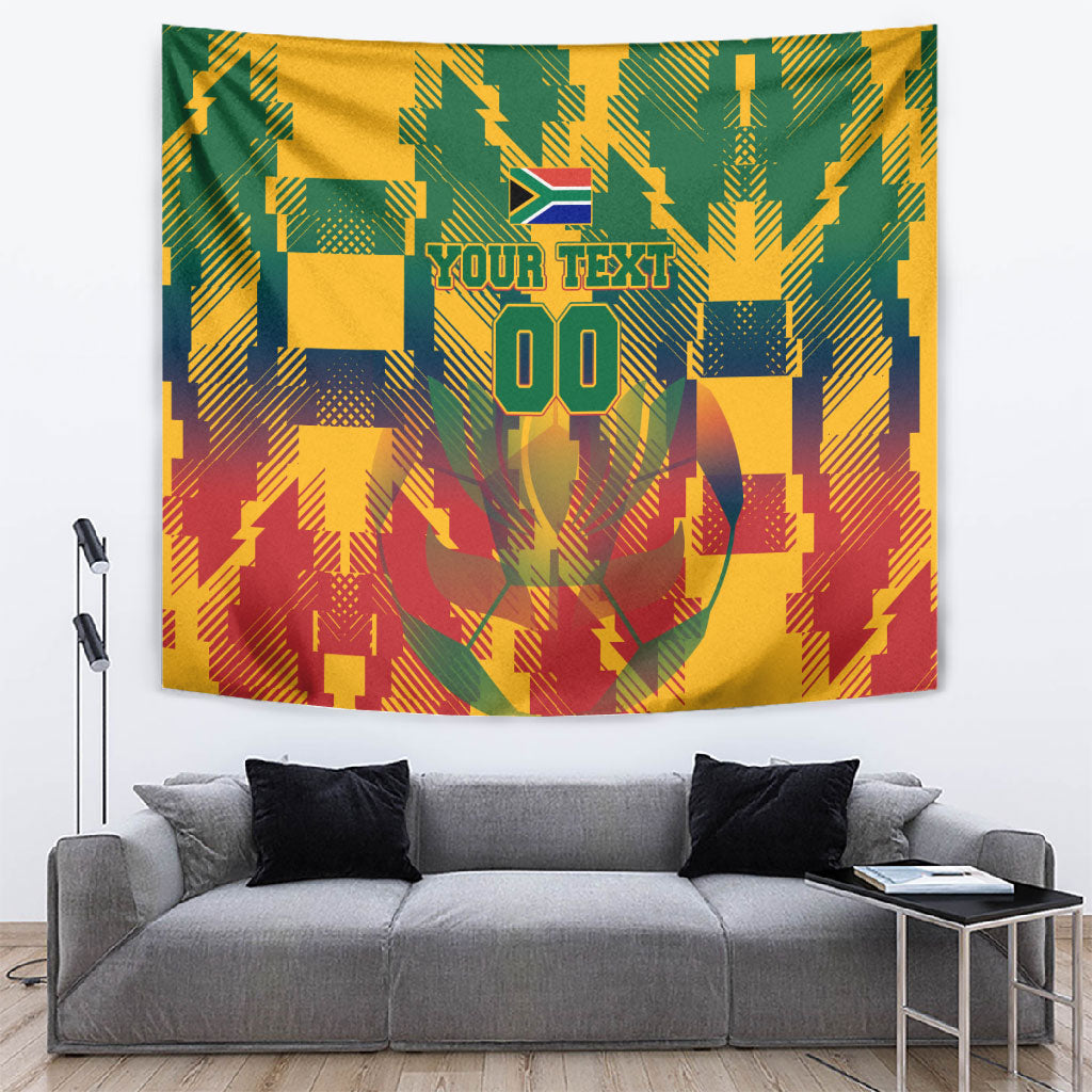 Personalized South Africa Football Tapestry South African Flag Inspiration - Soccer Graphic Bold Color Blocks