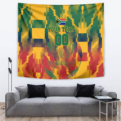 Personalized South Africa Football Tapestry South African Flag Inspiration - Soccer Graphic Bold Color Blocks