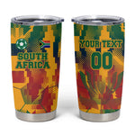 Personalized South Africa Football Tumbler Cup South African Flag Inspiration - Soccer Graphic Bold Color Blocks