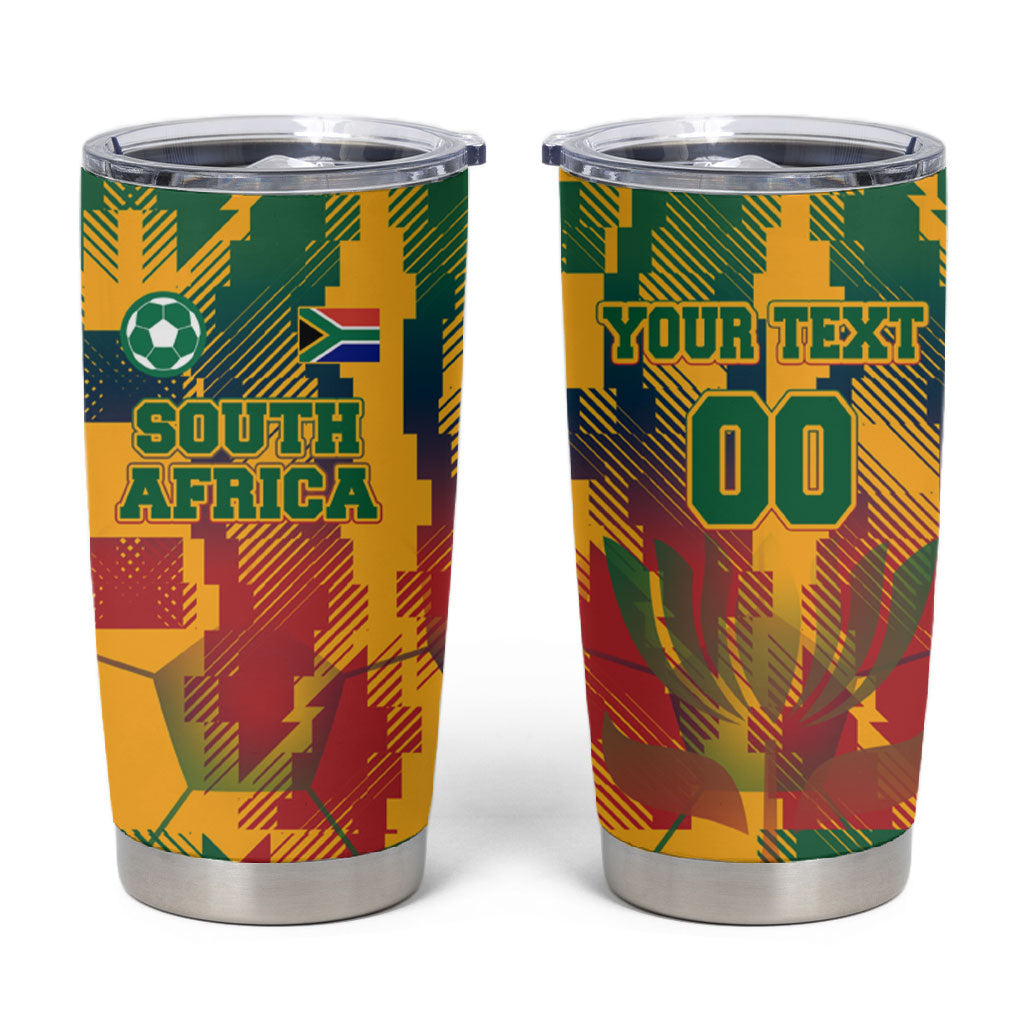 Personalized South Africa Football Tumbler Cup South African Flag Inspiration - Soccer Graphic Bold Color Blocks
