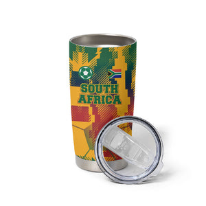 Personalized South Africa Football Tumbler Cup South African Flag Inspiration - Soccer Graphic Bold Color Blocks