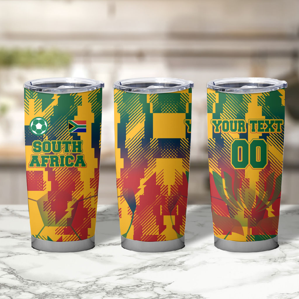 Personalized South Africa Football Tumbler Cup South African Flag Inspiration - Soccer Graphic Bold Color Blocks