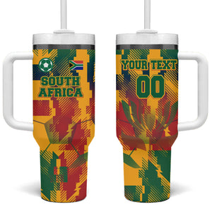 Personalized South Africa Football Tumbler With Handle South African Flag Inspiration - Soccer Graphic Bold Color Blocks