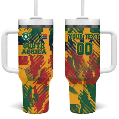Personalized South Africa Football Tumbler With Handle South African Flag Inspiration - Soccer Graphic Bold Color Blocks