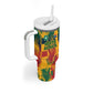 Personalized South Africa Football Tumbler With Handle South African Flag Inspiration - Soccer Graphic Bold Color Blocks
