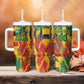 Personalized South Africa Football Tumbler With Handle South African Flag Inspiration - Soccer Graphic Bold Color Blocks