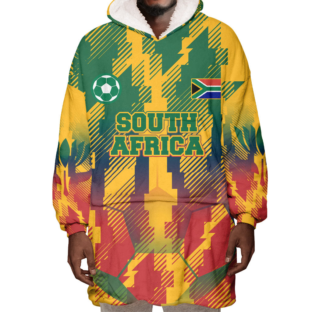 Personalized South Africa Football Wearable Blanket Hoodie South African Flag Inspiration - Soccer Graphic Bold Color Blocks