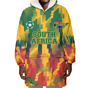 Personalized South Africa Football Wearable Blanket Hoodie South African Flag Inspiration - Soccer Graphic Bold Color Blocks