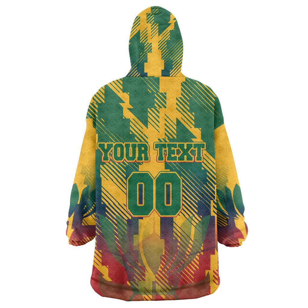 Personalized South Africa Football Wearable Blanket Hoodie South African Flag Inspiration - Soccer Graphic Bold Color Blocks