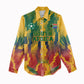 Personalized South Africa Football Women Casual Shirt South African Flag Inspiration - Soccer Graphic Bold Color Blocks