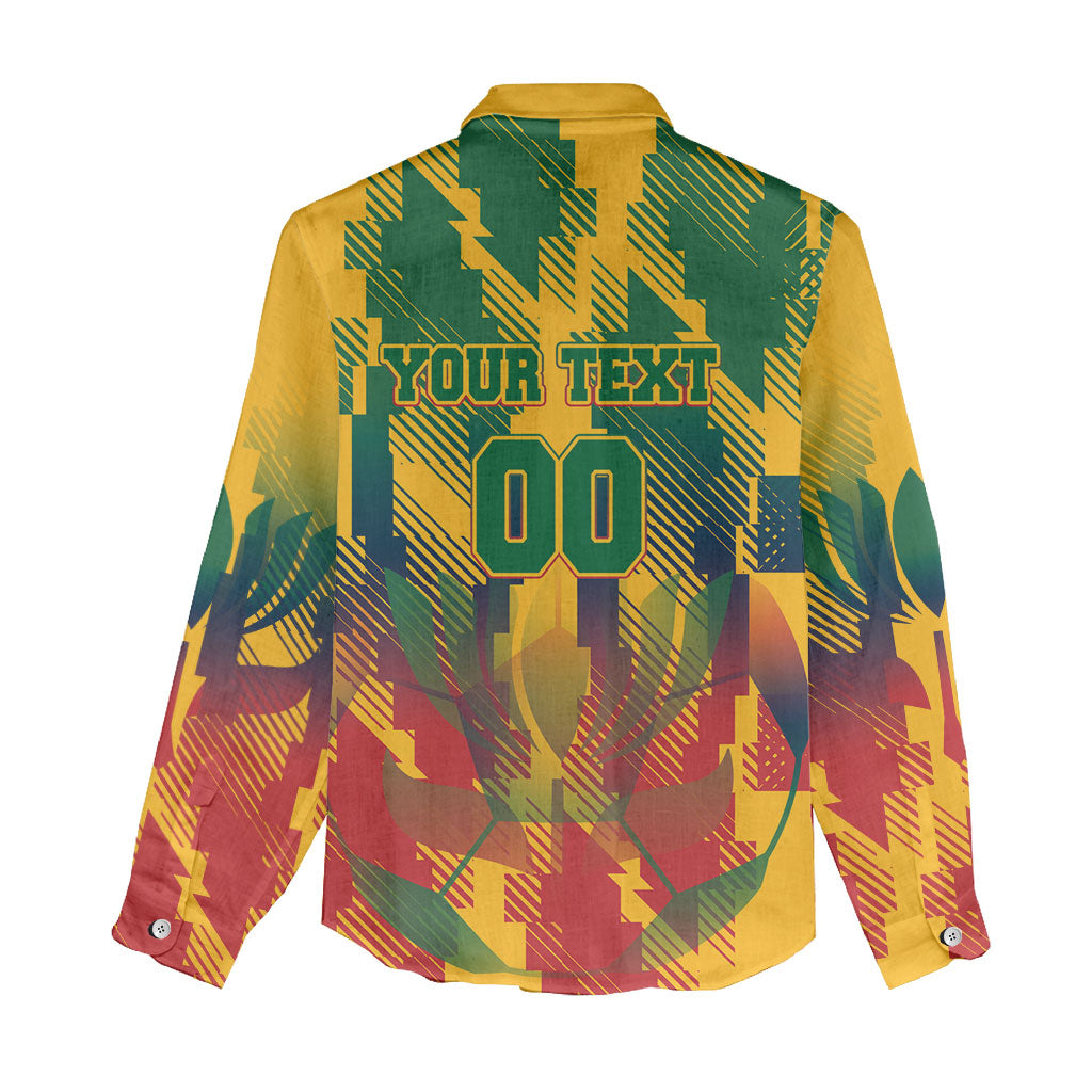 Personalized South Africa Football Women Casual Shirt South African Flag Inspiration - Soccer Graphic Bold Color Blocks