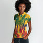 Personalized South Africa Football Women Polo Shirt South African Flag Inspiration - Soccer Graphic Bold Color Blocks