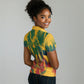 Personalized South Africa Football Women Polo Shirt South African Flag Inspiration - Soccer Graphic Bold Color Blocks