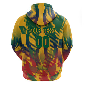Personalized South Africa Football Zip Hoodie South African Flag Inspiration - Soccer Graphic Bold Color Blocks