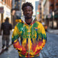 Personalized South Africa Football Zip Hoodie South African Flag Inspiration - Soccer Graphic Bold Color Blocks
