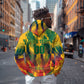 Personalized South Africa Football Zip Hoodie South African Flag Inspiration - Soccer Graphic Bold Color Blocks