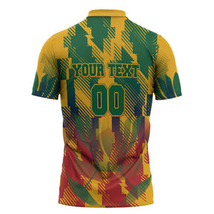 Personalized South Africa Football Zipper Polo Shirt South African Flag Inspiration - Soccer Graphic Bold Color Blocks