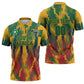 Personalized South Africa Football Zipper Polo Shirt South African Flag Inspiration - Soccer Graphic Bold Color Blocks