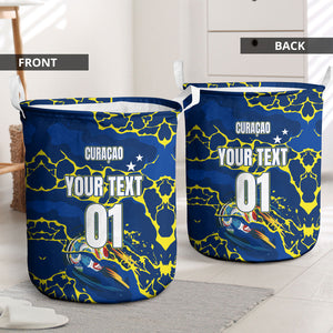 Personalized Curacao Football Laundry Basket Caribbean Splash Paint Soccer Graphic