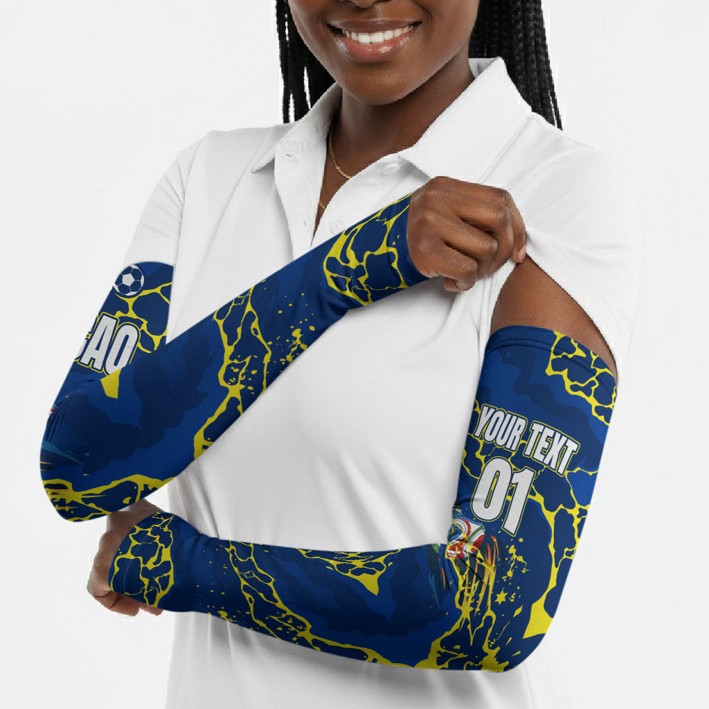 Personalized Curacao Football Arm Sleeves Caribbean Splash Paint Soccer Graphic
