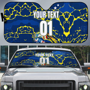 Personalized Curacao Football Auto Sun Shade Caribbean Splash Paint Soccer Graphic