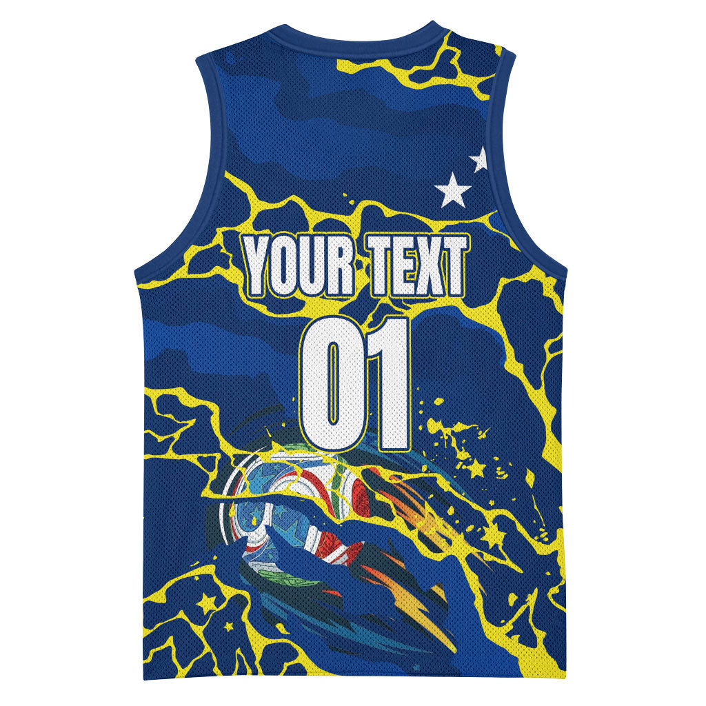 Personalized Curacao Football Basketball Jersey Caribbean Splash Paint Soccer Graphic
