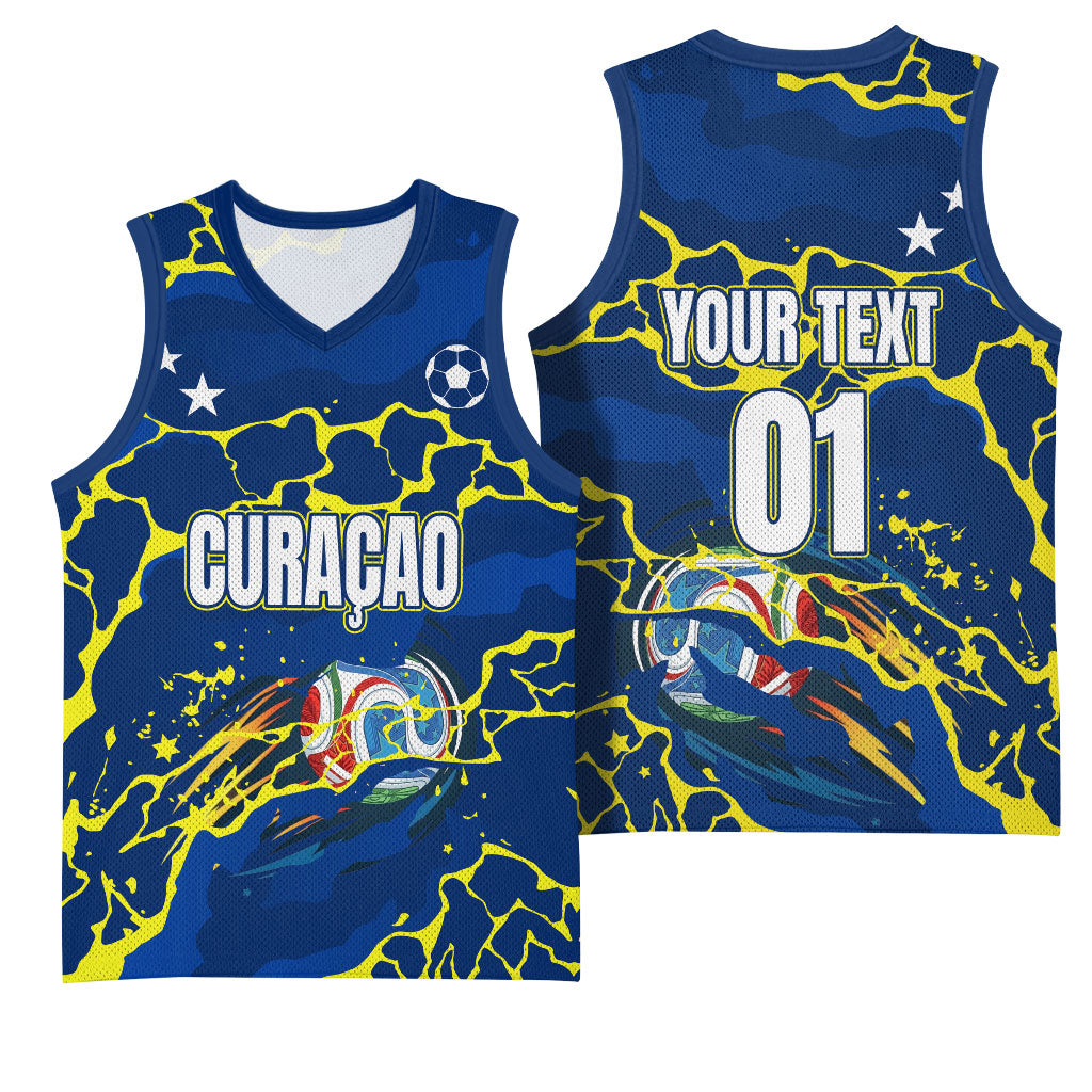 Personalized Curacao Football Basketball Jersey Caribbean Splash Paint Soccer Graphic