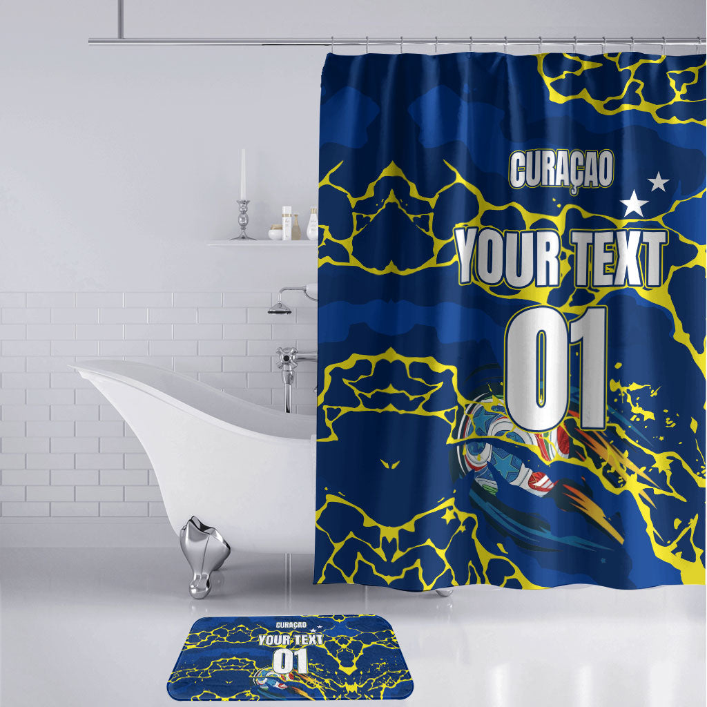 Personalized Curacao Football Bathroom Set Caribbean Splash Paint Soccer Graphic