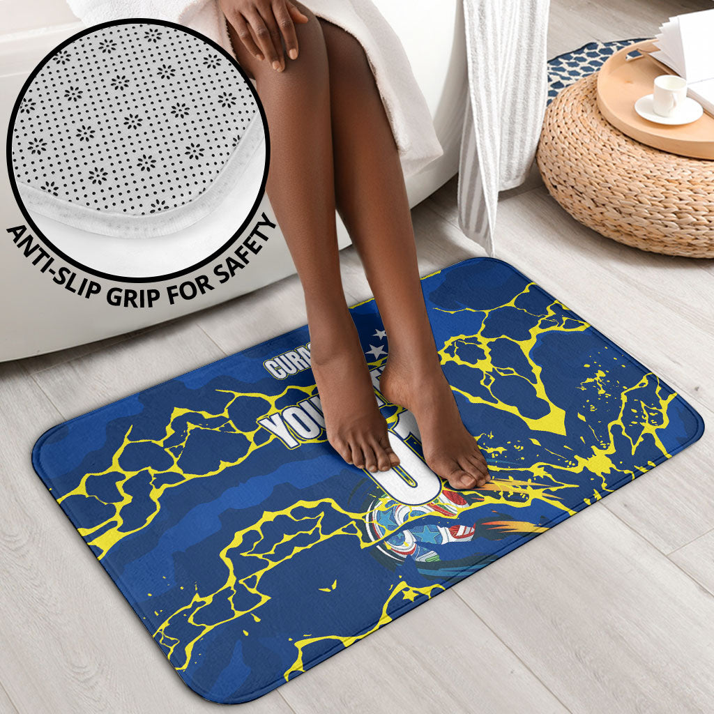 Personalized Curacao Football Bathroom Set Caribbean Splash Paint Soccer Graphic