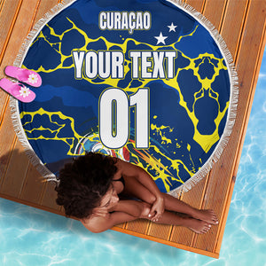 Personalized Curacao Football Beach Blanket Caribbean Splash Paint Soccer Graphic