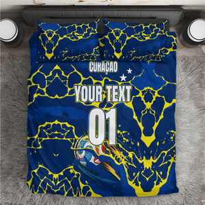 Personalized Curacao Football Bedding Set Caribbean Splash Paint Soccer Graphic