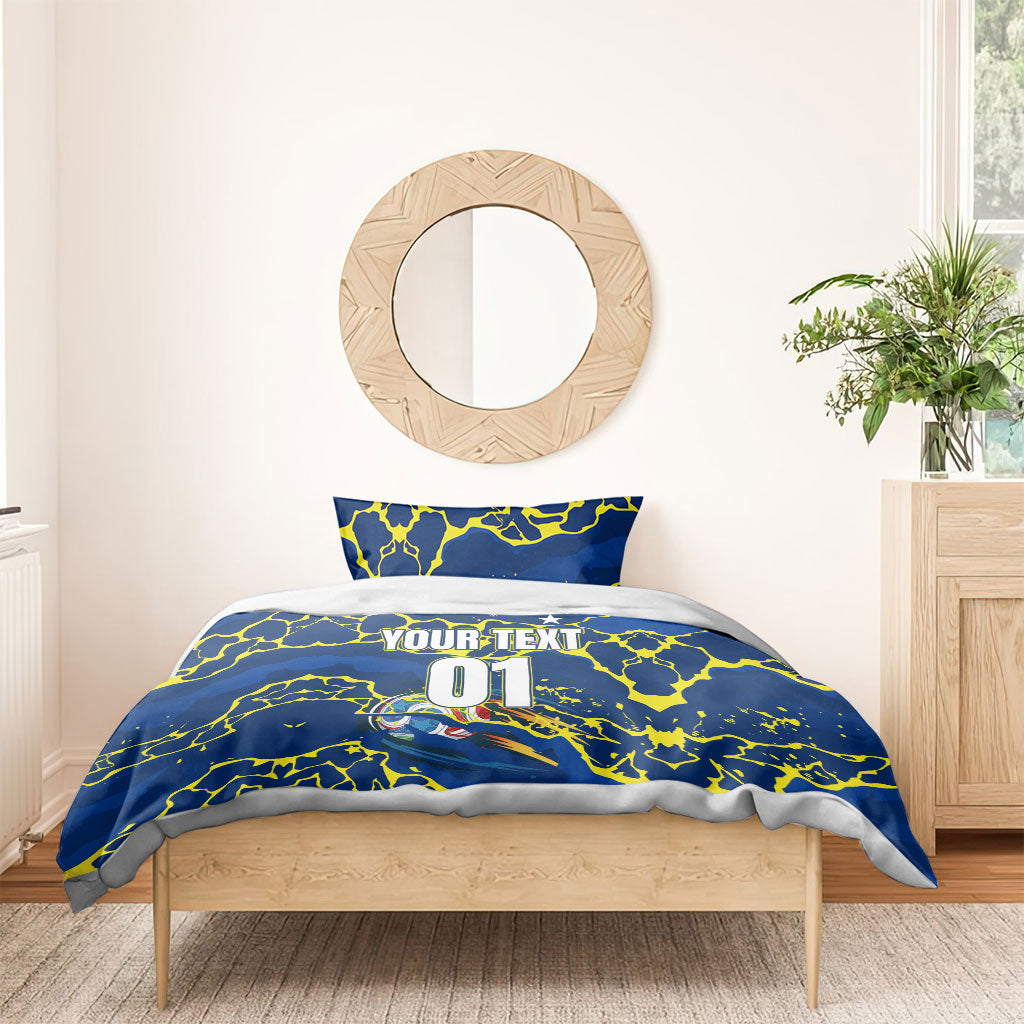 Personalized Curacao Football Bedding Set Caribbean Splash Paint Soccer Graphic