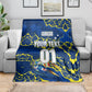 Personalized Curacao Football Blanket Caribbean Splash Paint Soccer Graphic