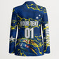 Personalized Curacao Football Blazer Caribbean Splash Paint Soccer Graphic