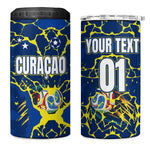 Personalized Curacao Football 4 in 1 Can Cooler Tumbler Caribbean Splash Paint Soccer Graphic