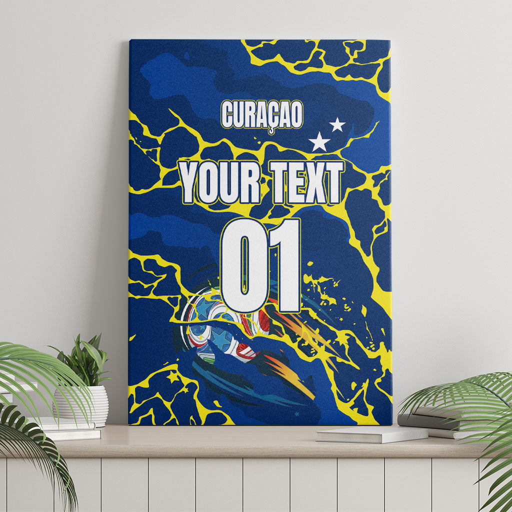 Personalized Curacao Football Canvas Wall Art Caribbean Splash Paint Soccer Graphic